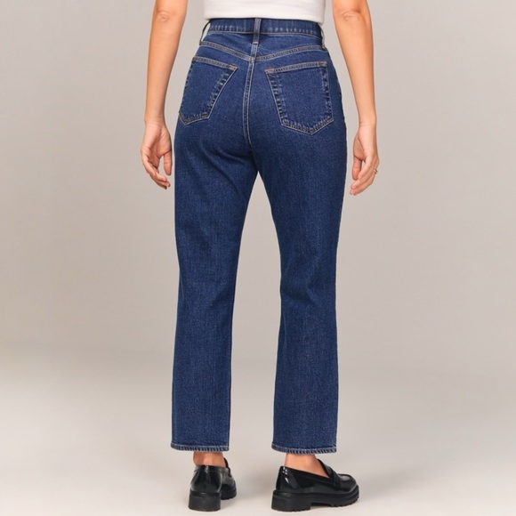 A&F Curve Love Ultra High Rise Ankle Straight Jean Sz 10 Short Petite Dark Wash - Picture 7 of 10